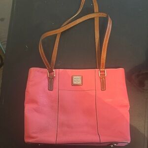 Dooney & Bourke Pink Shoulder Bag with Tan Straps